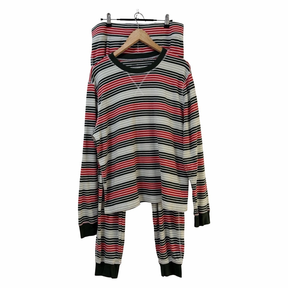 Pact Unisex Organic Cotton Stripe Pajama Set Size XL Long Sleeve Top & Pants